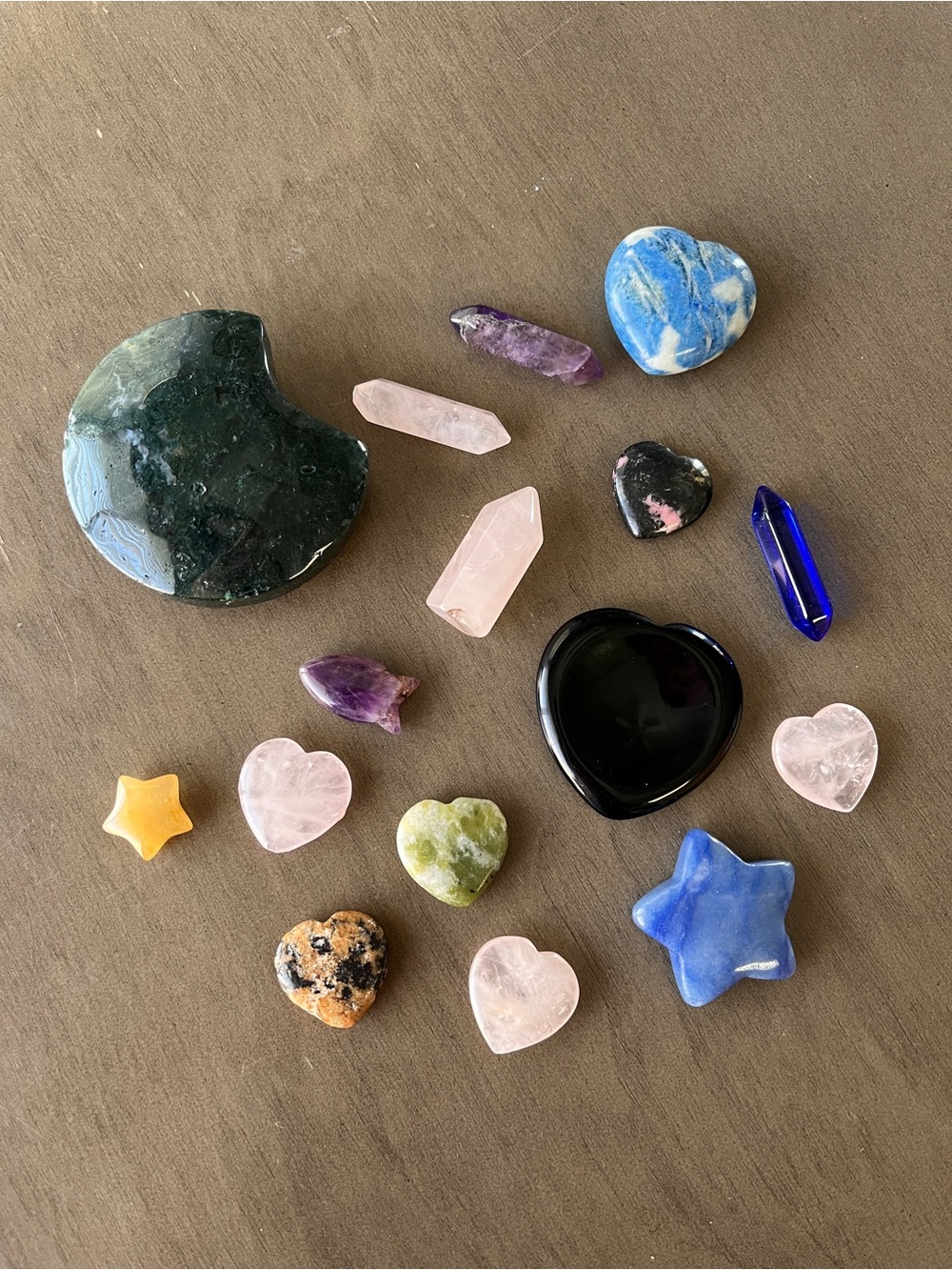 Crystal Bundle - Assorted Crystal moon, stars, hearts